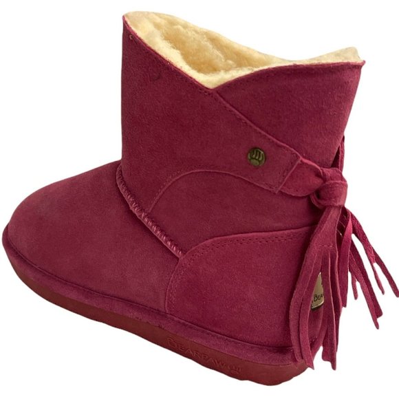 Big Girls Size (3) BEARPAW Mia Boots, from Finish Line Pink Suede Sheepskin - Picture 4 of 12